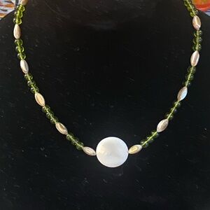 New! Peridot and Shell Beaded Necklace